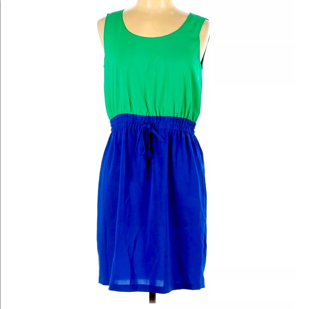 Calvin Klein Dress, Green Top/ Blue Bottom Size 14